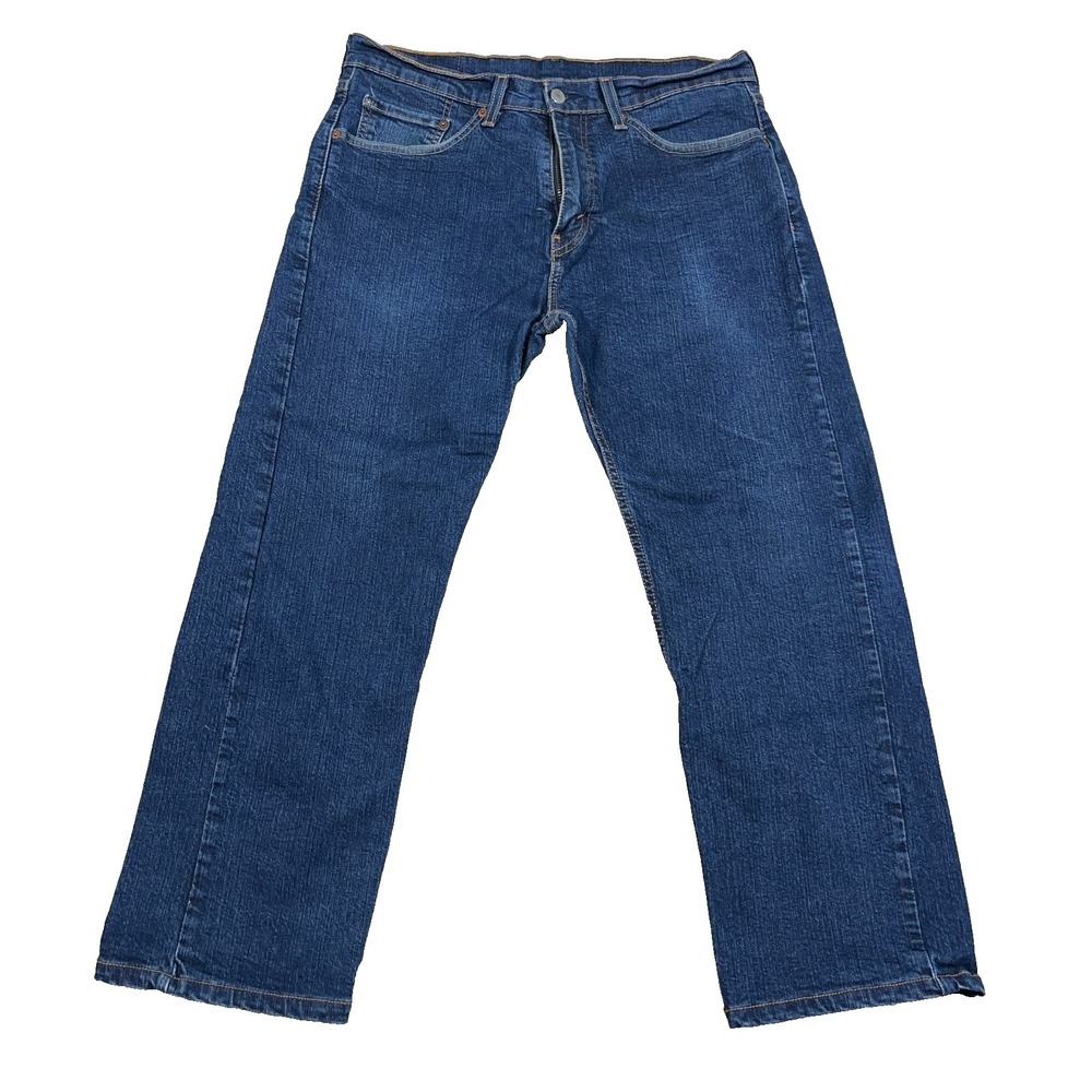 Levis 505 Jeans Men 30x24 Straight Leg Regular Fit Dark Wash Work Pants Faded